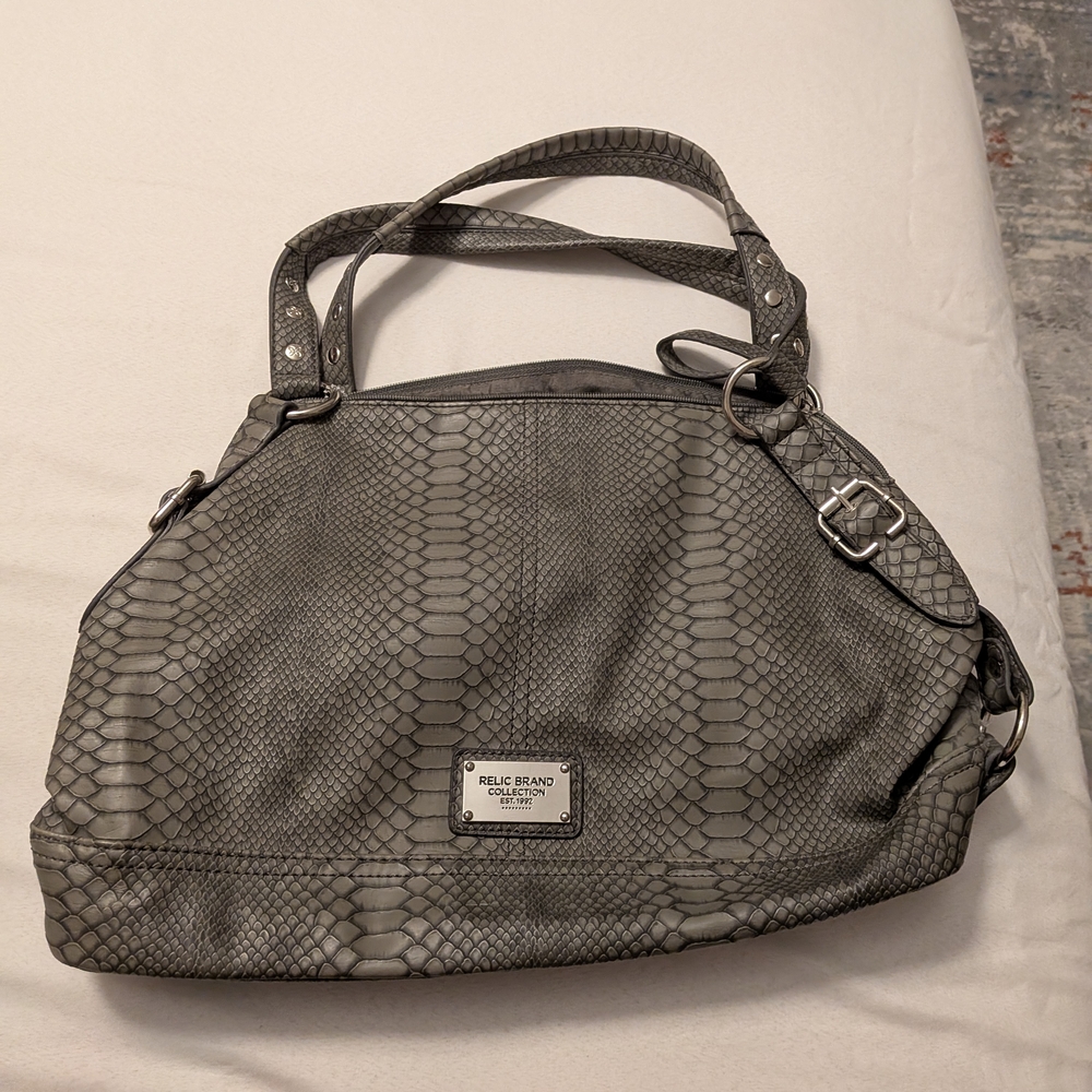 Relic Gray Snake Print Shoulder Bag